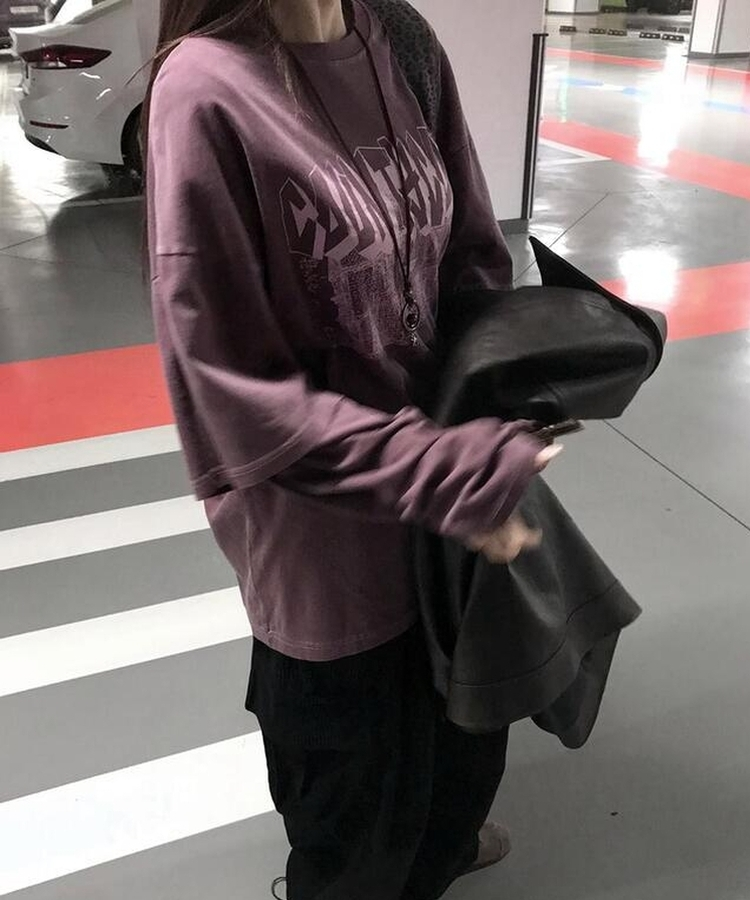 レイヤードピグメントTシャツ BURGUNDY