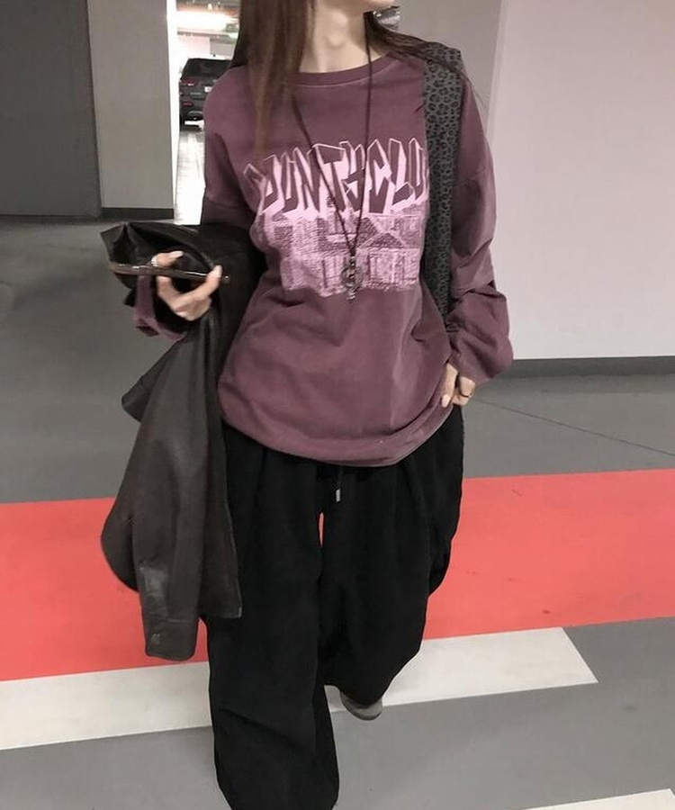 レイヤードピグメントTシャツ BURGUNDY