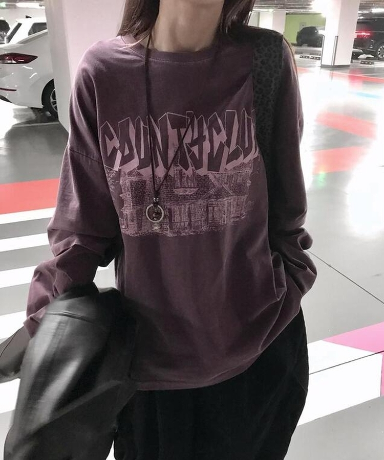 レイヤードピグメントTシャツ BURGUNDY