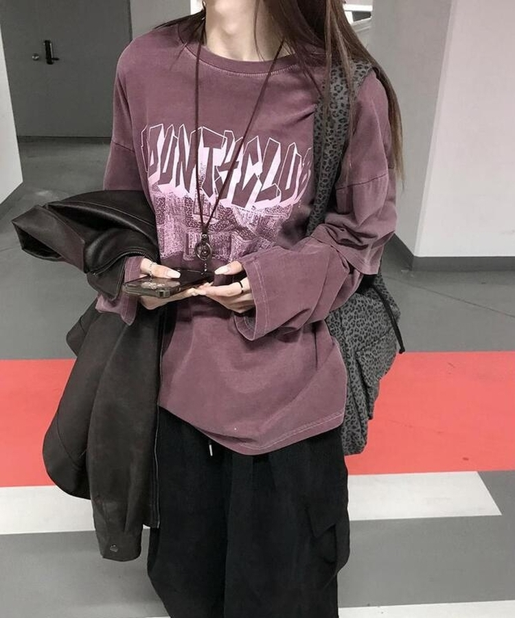 レイヤードピグメントTシャツ BURGUNDY