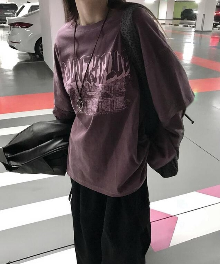 レイヤードピグメントTシャツ BURGUNDY
