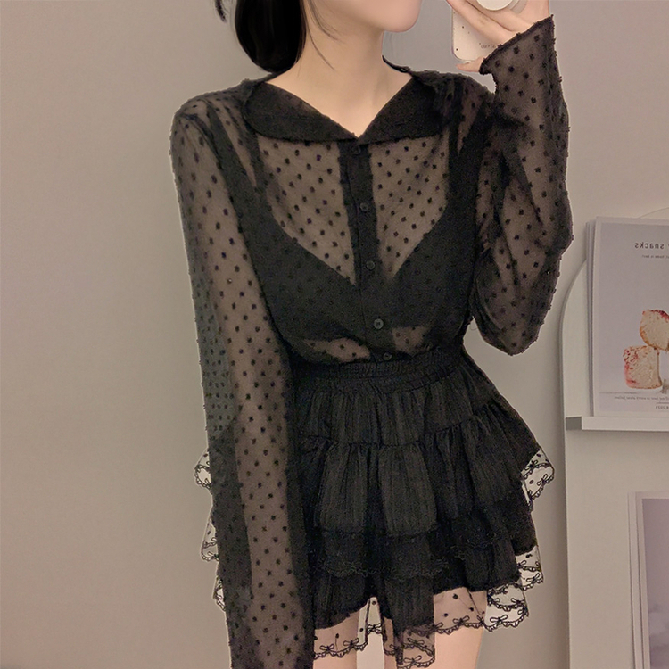 シースルードットブラウス BLACK