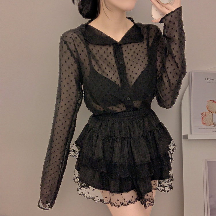 シースルードットブラウス BLACK