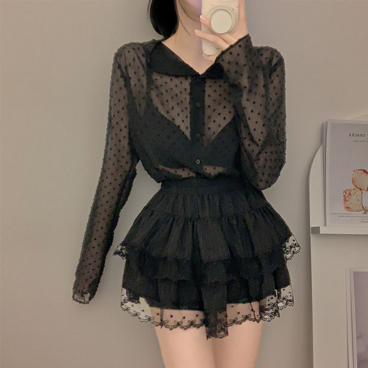 シースルードットブラウス BLACK
