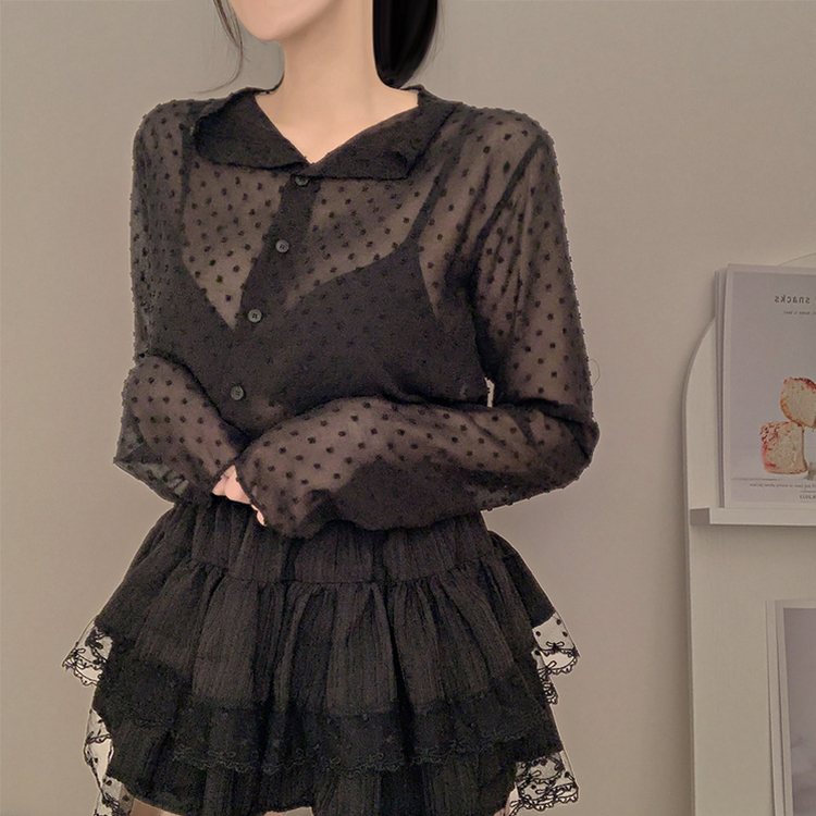 シースルードットブラウス BLACK