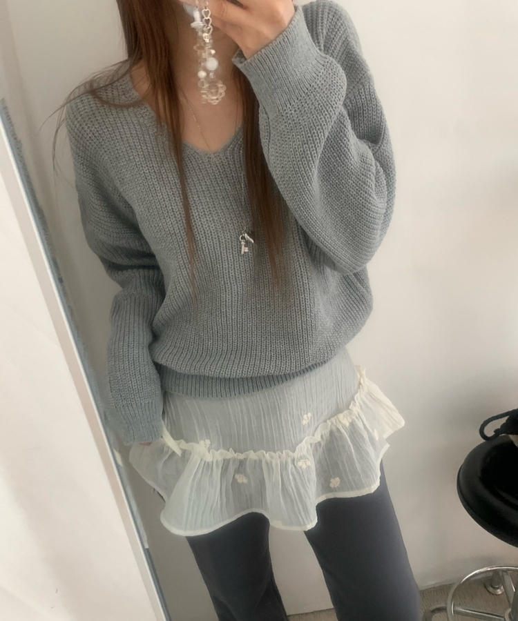ワッぺンVネックニット(7color) GREY