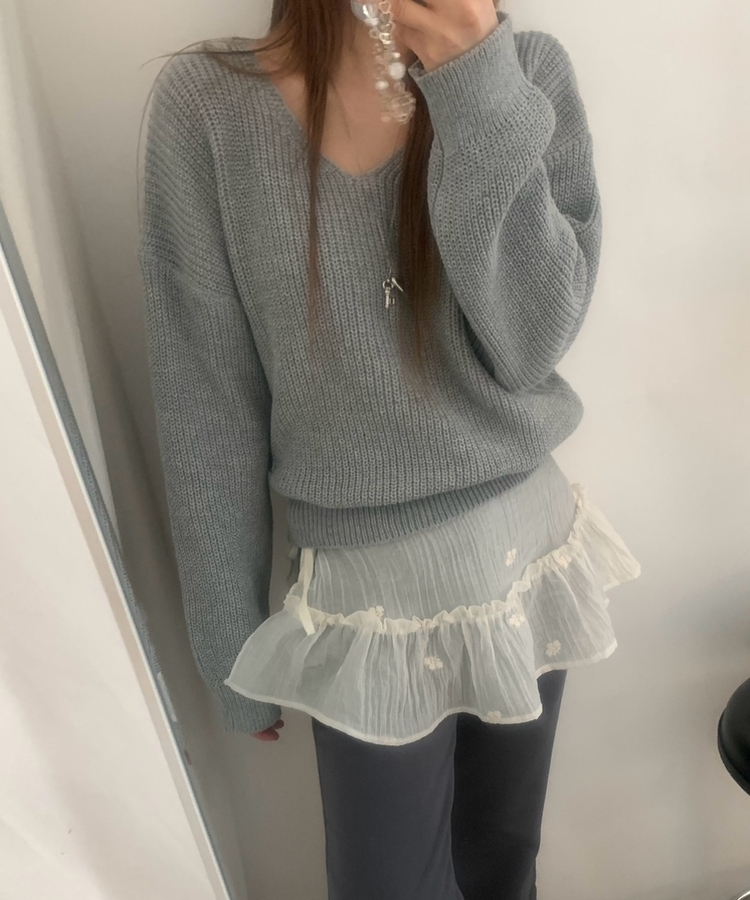 ワッぺンVネックニット(7color) GREY