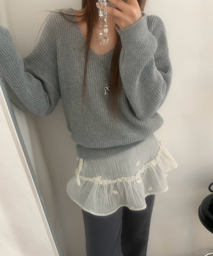 ワッぺンVネックニット(7color) GREY