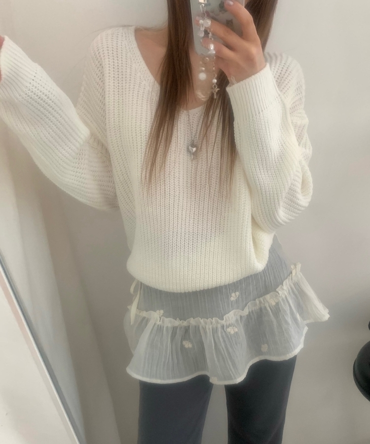 ワッぺンVネックニット(7color) IVORY