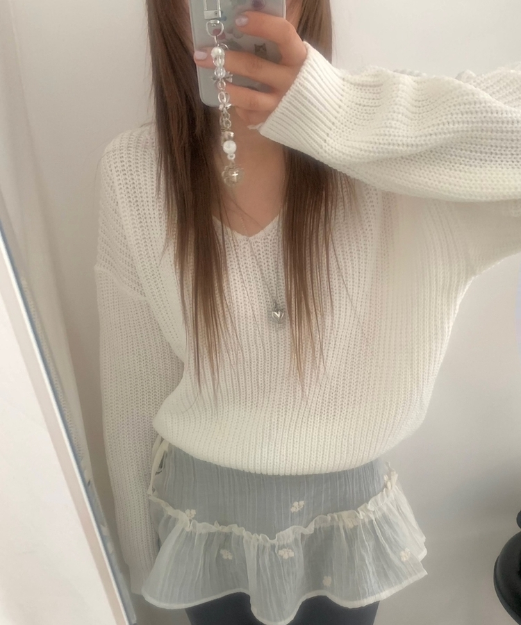 ワッぺンVネックニット(7color) IVORY