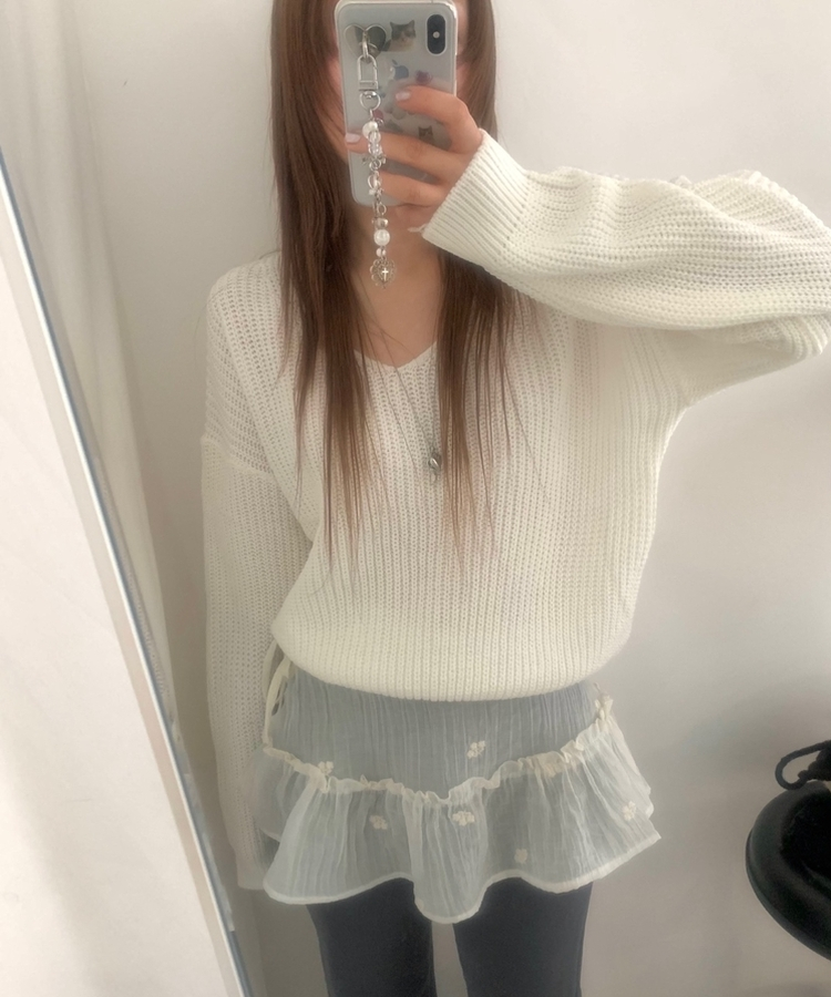 ワッぺンVネックニット(7color) IVORY
