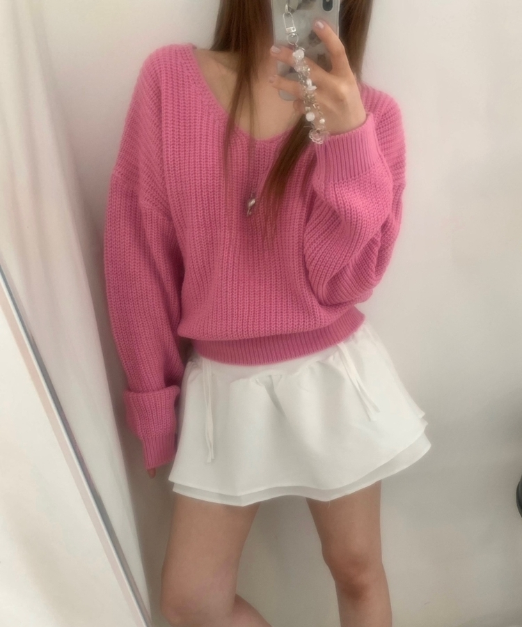 ワッぺンVネックニット(7color) PINK