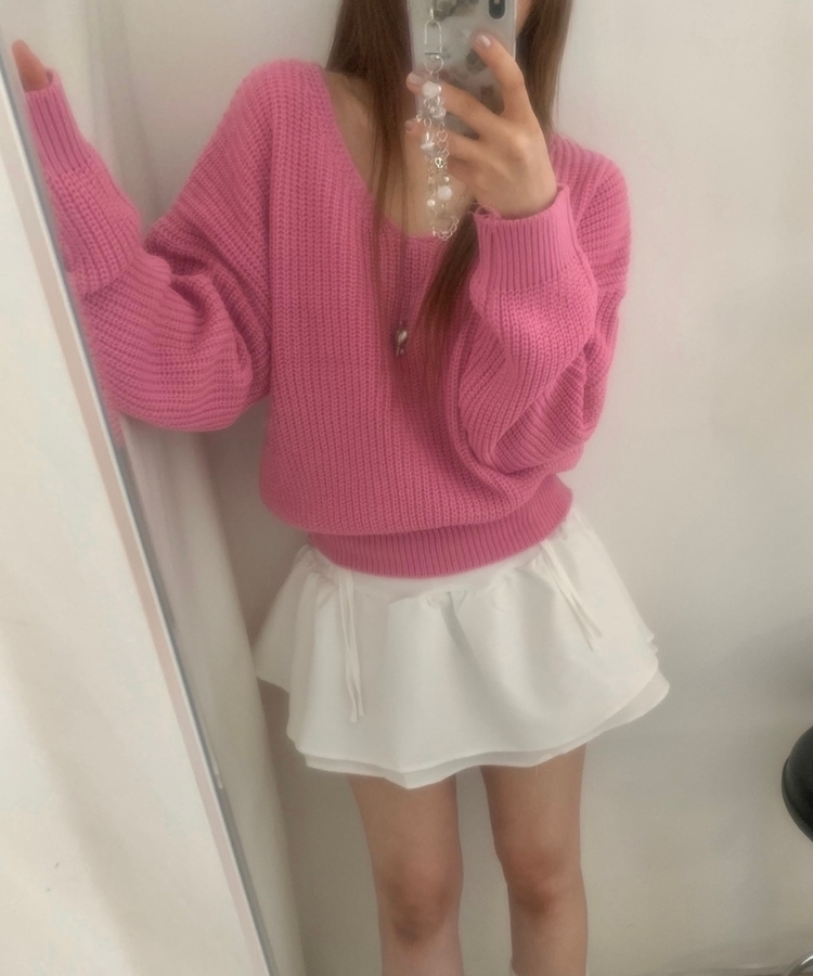 ワッぺンVネックニット(7color) PINK