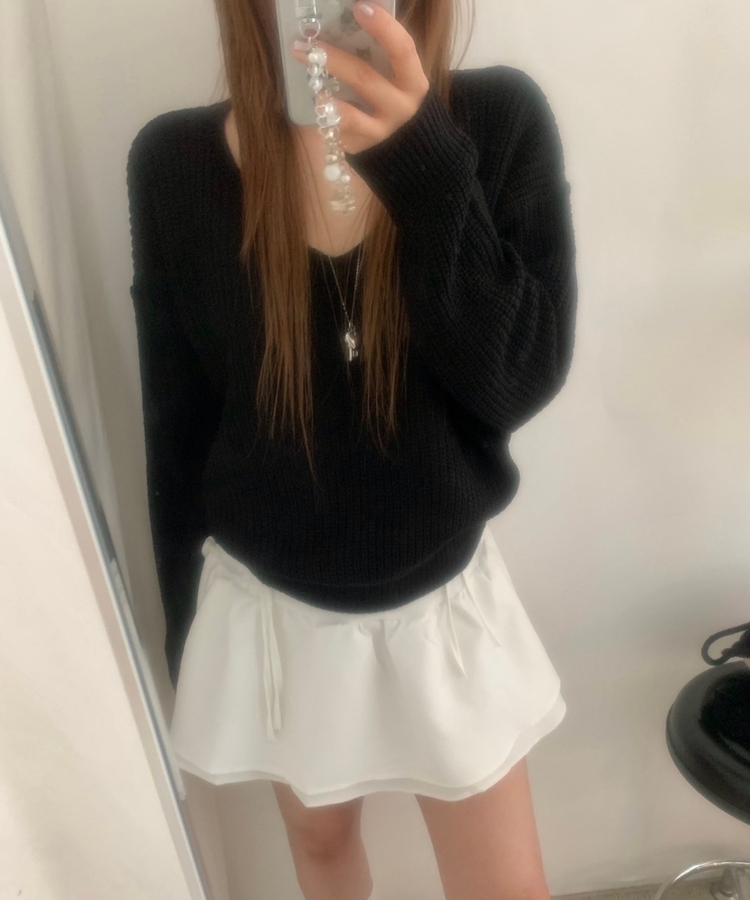 ワッぺンVネックニット(7color) BLACK