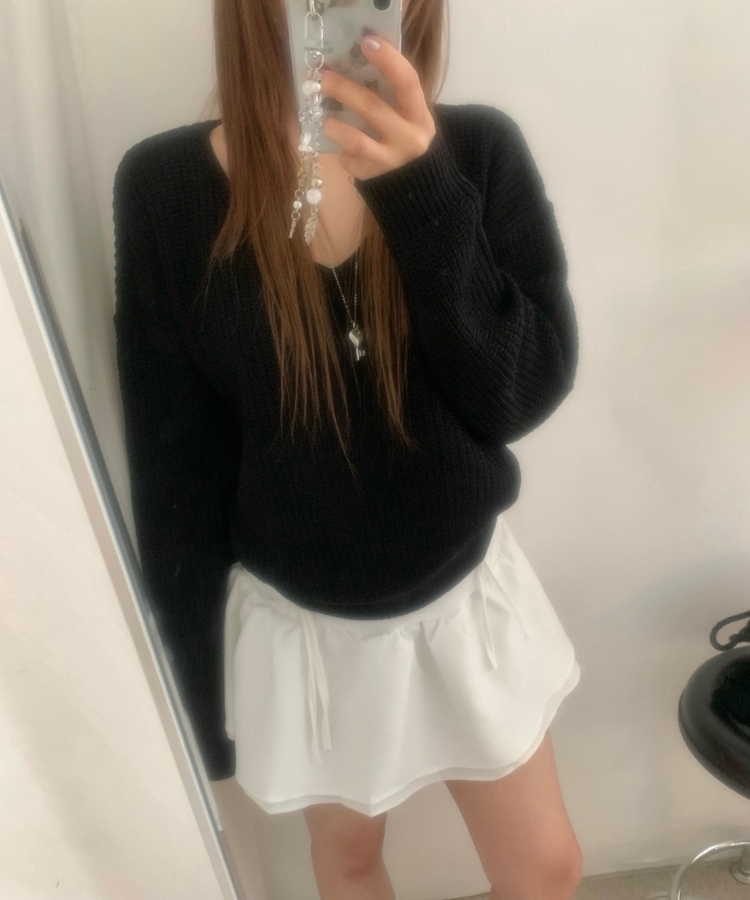 ワッぺンVネックニット(7color) BLACK