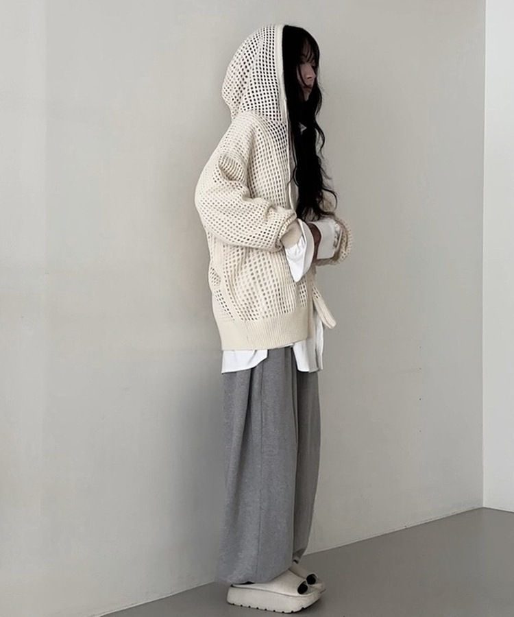 パンチングネットフードジップアップ