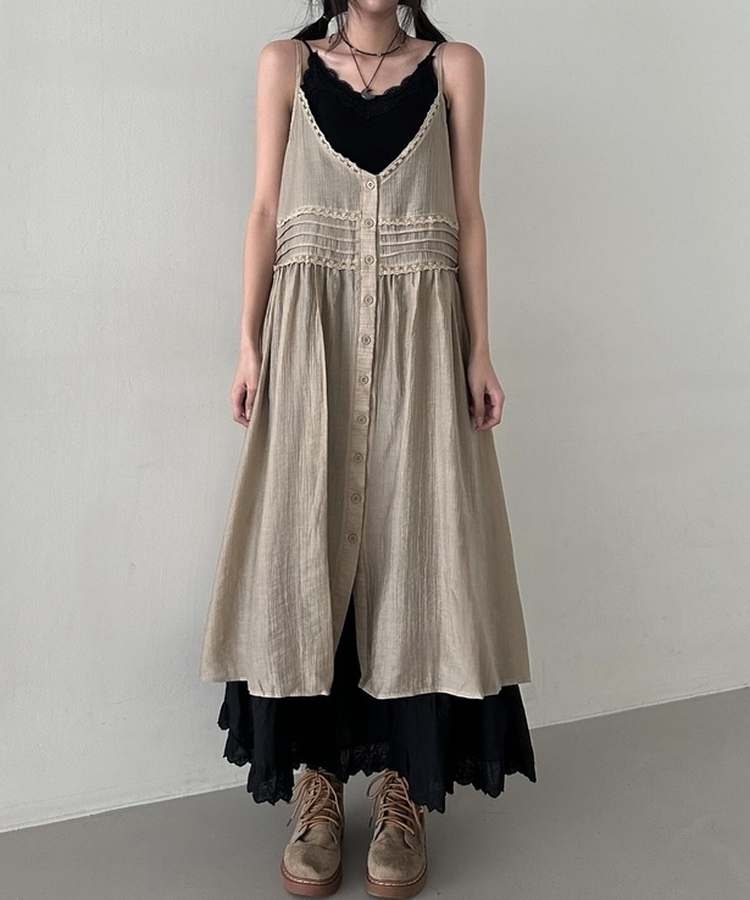 フォレストレイヤードロングワンピース BEIGE