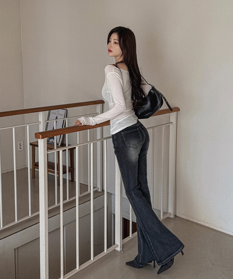 デニム 【丈別】ウォッシングスパンブーツカットデニム DARK BLUE