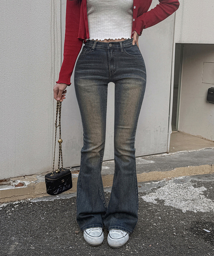 デニム 【丈別】ウォッシングスパンブーツカットデニム VINTAGE BLUE