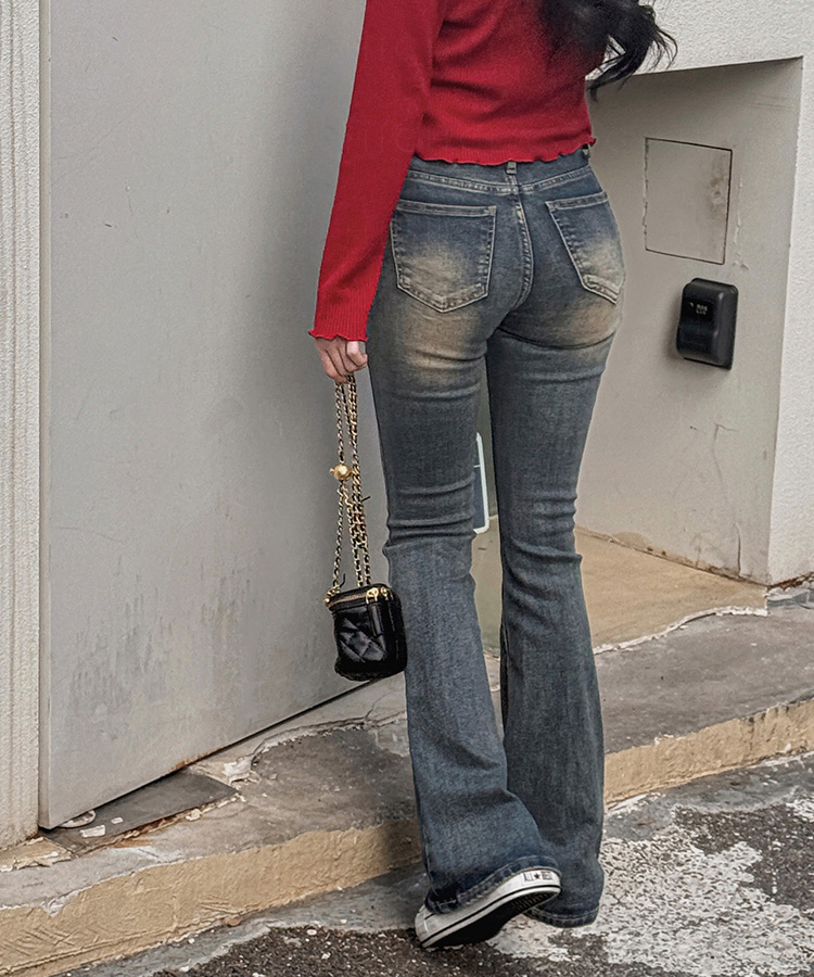 デニム 【丈別】ウォッシングスパンブーツカットデニム VINTAGE BLUE