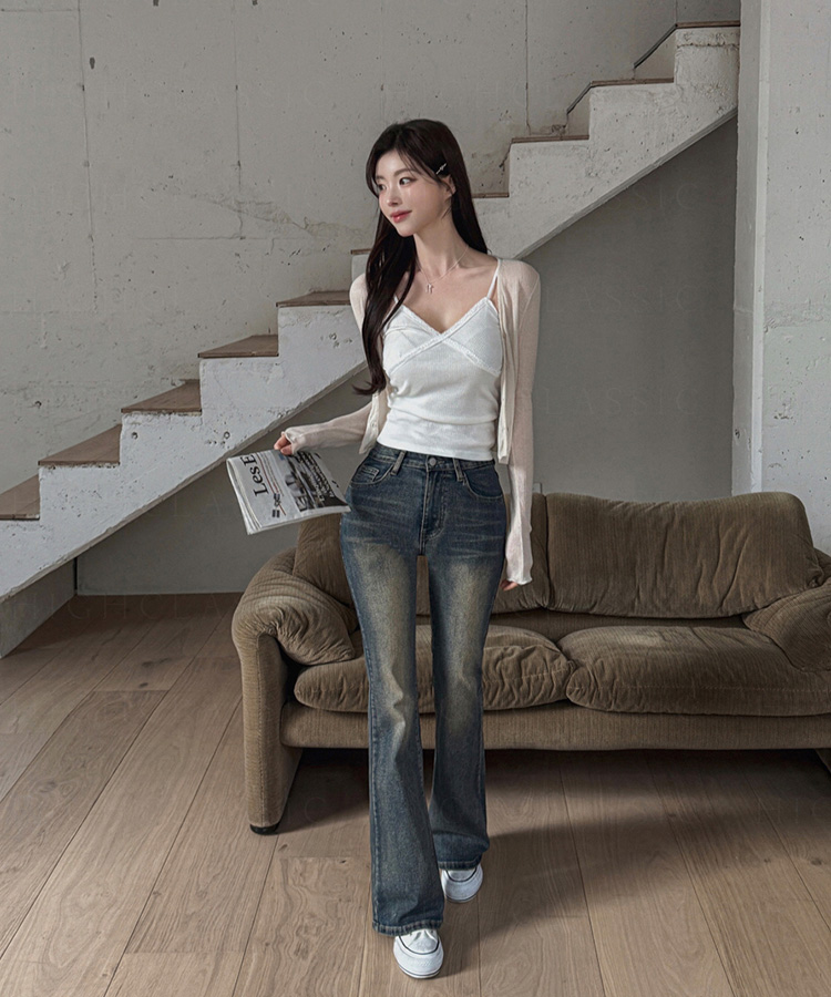 デニム 【丈別】ウォッシングスパンブーツカットデニム VINTAGE BLUE