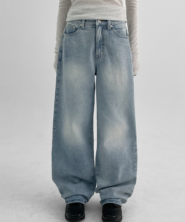 ウォッシングワイドデニムパンツ BLUE