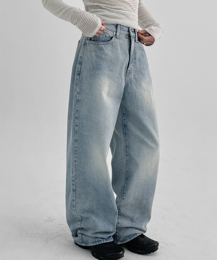 ウォッシングワイドデニムパンツ BLUE