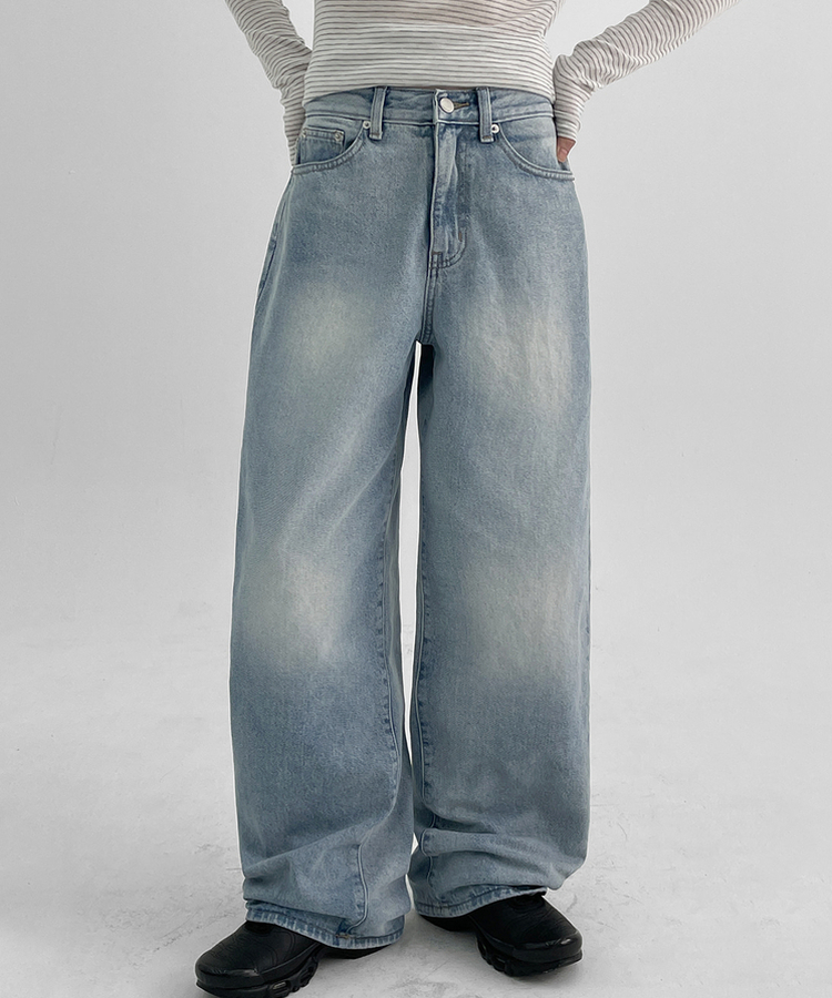 ウォッシングワイドデニムパンツ BLUE