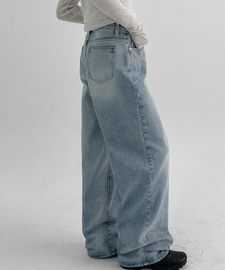 ウォッシングワイドデニムパンツ BLUE