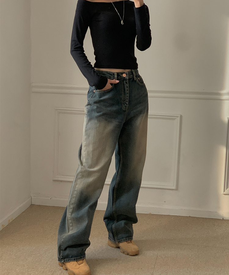 ウォッシングワイドバルーンデニムパンツ DARK DENIM