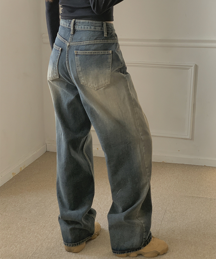 ウォッシングワイドバルーンデニムパンツ DARK DENIM