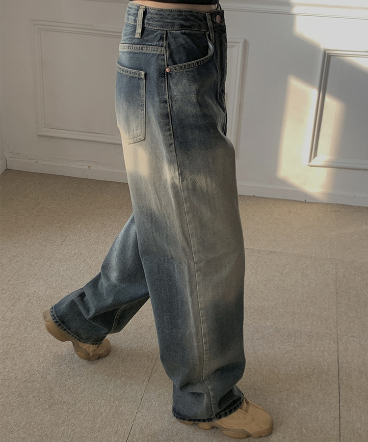 ウォッシングワイドバルーンデニムパンツ DARK DENIM