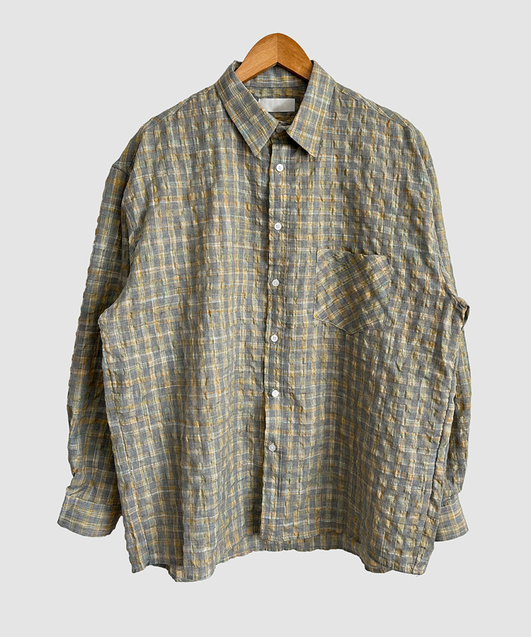 チェックリネンロングシャツ