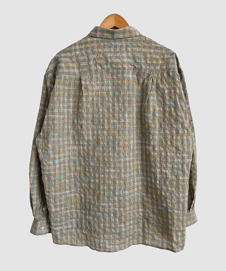 チェックリネンロングシャツ