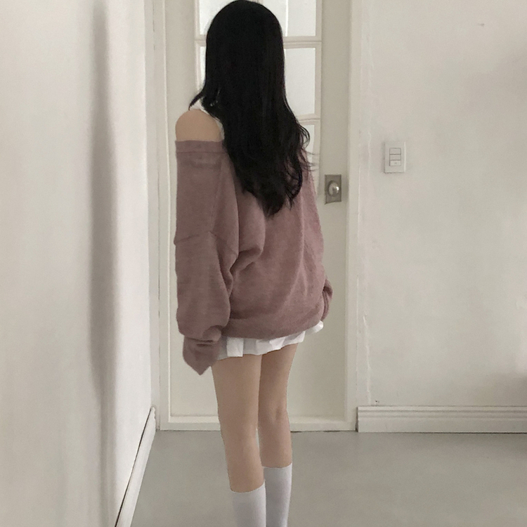 アンバランスボタンアルパカニット(5color) PASTEL PURPLE