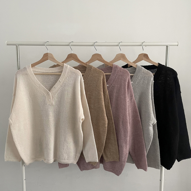 アンバランスボタンアルパカニット(5color)