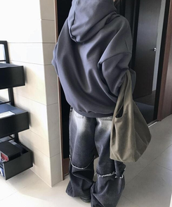 ワイド レイヤードデニムパンツ BLACK DENIM
