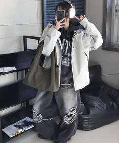 ワイド レイヤードデニムパンツ BLACK DENIM
