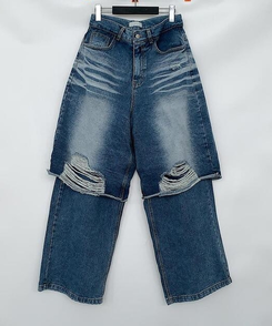 ワイド レイヤードデニムパンツ