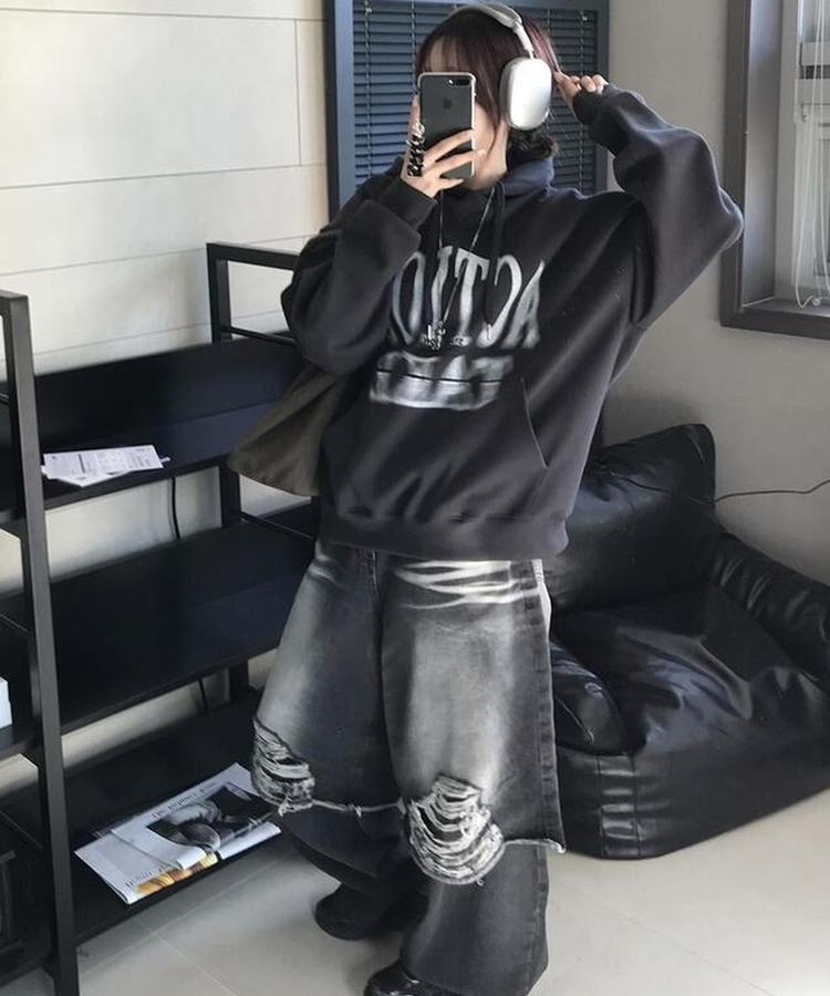 レイヤードデニムパンツ BLACK DENIM