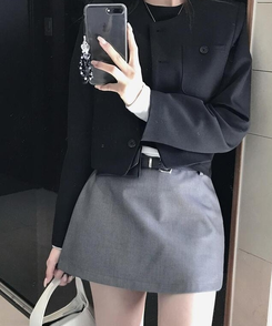【ベルト付き】シンプルデイリーミニスカート GREY