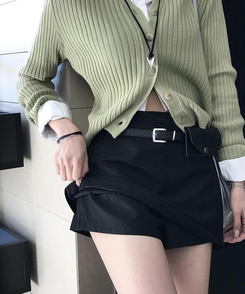【ベルト付き】シンプルデイリーミニスカート BLACK