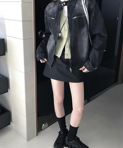 【ベルト付き】シンプルデイリーミニスカート BLACK