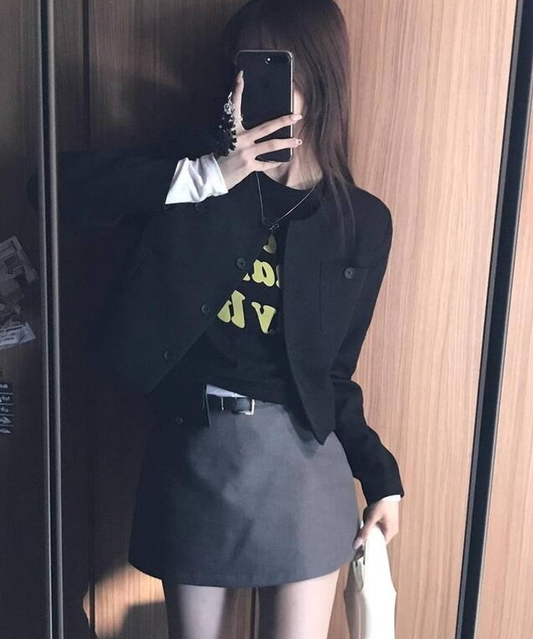 【ベルト付き】シンプルデイリーミニスカート GREY