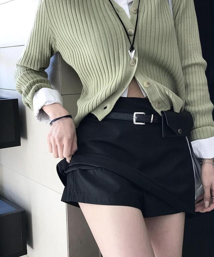 【ベルト付き】シンプルデイリーミニスカート BLACK