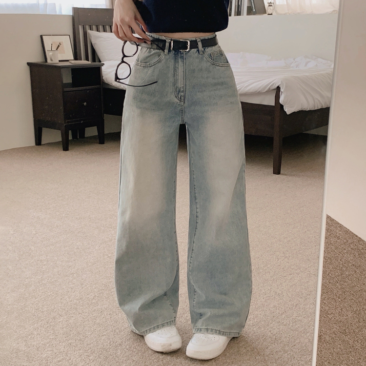 【丈別】ポケットウォッシングデニムワイドパンツ LIGHT DENIM