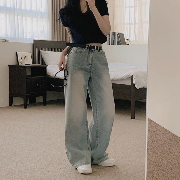 【丈別】ポケットウォッシングデニムワイドパンツ LIGHT DENIM