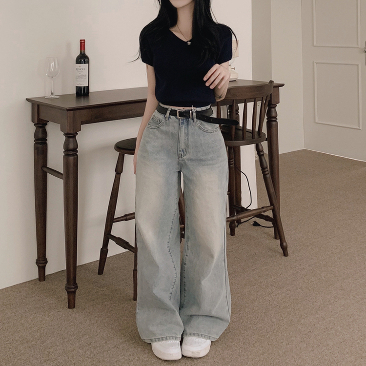 【丈別】ポケットウォッシングデニムワイドパンツ LIGHT DENIM