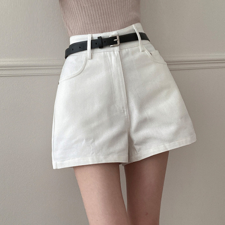 【ベルト付き】ベーシックコットンハーフパンツ IVORY