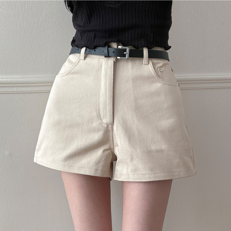 【ベルト付き】ベーシックコットンハーフパンツ BEIGE